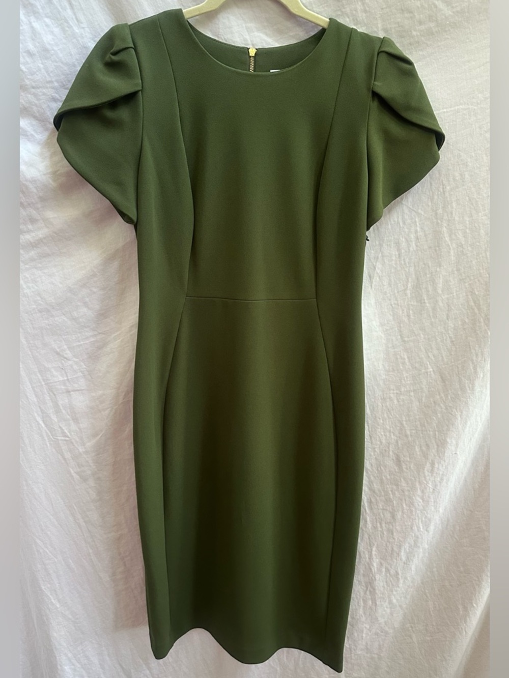 Calvin Klein Olive Green Midi Sheath Dress
